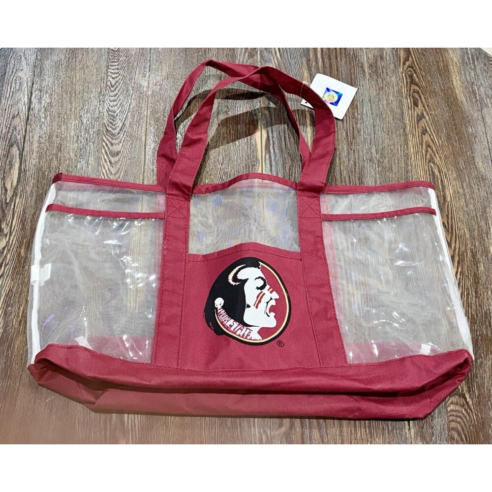 FSU Florida State Seminoles Vintage Old School Logo Garnet/Clear Mesh Tote Bag
